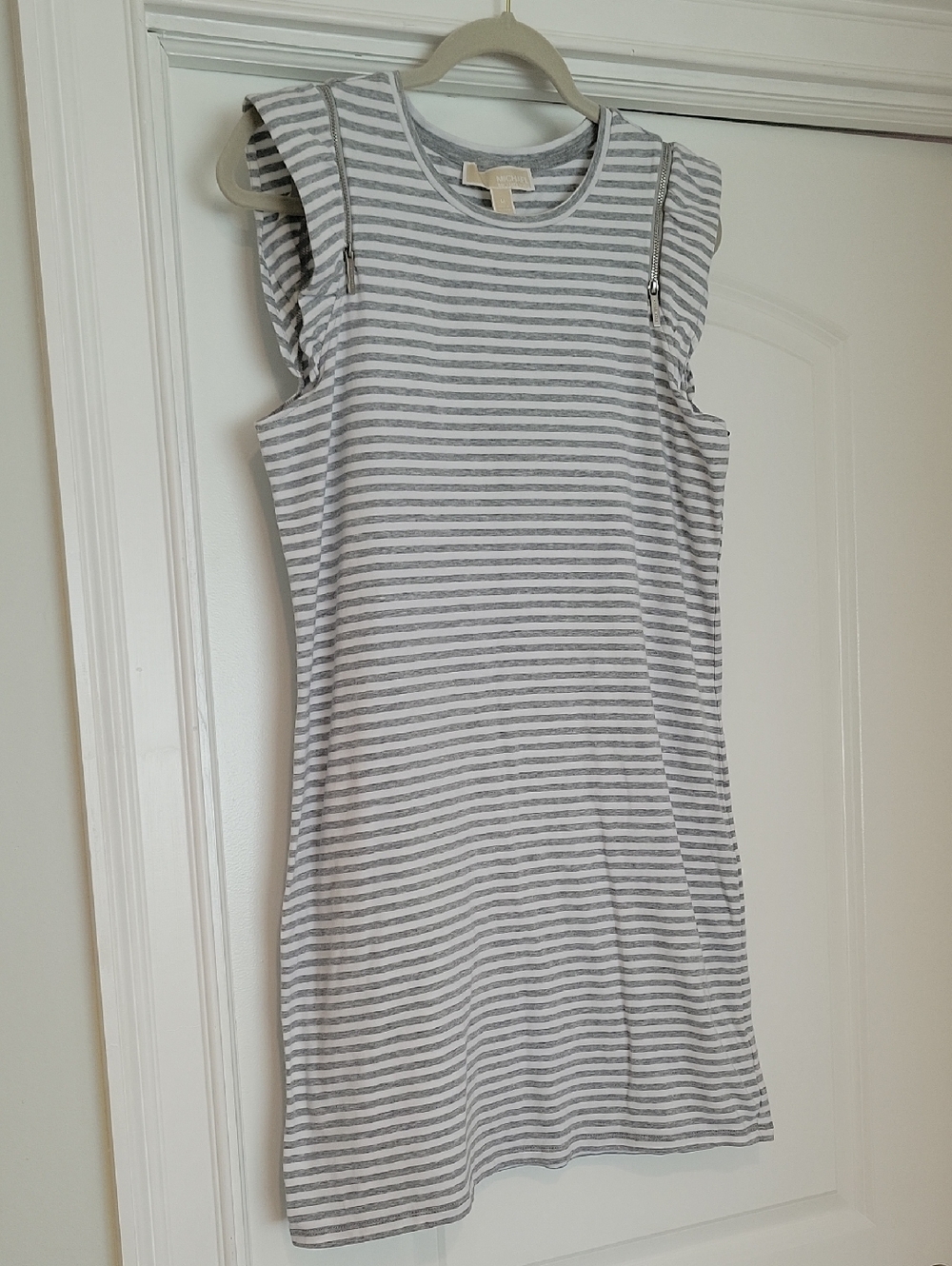 Michael Kors Gray and White Striped Top